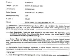 Pengumuman Kehilangan Sertifikat Tanah